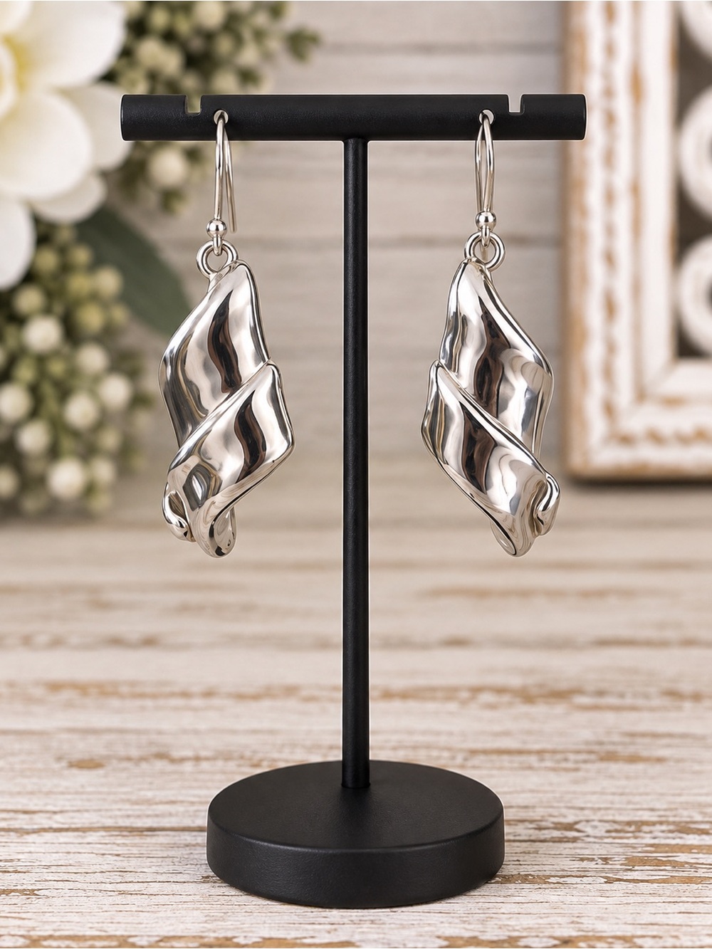 Bat Ami Sterling Silver Electroform Twisted Drop Earrings